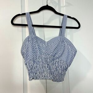 Blue and white Dress Forum striped crop top Size L